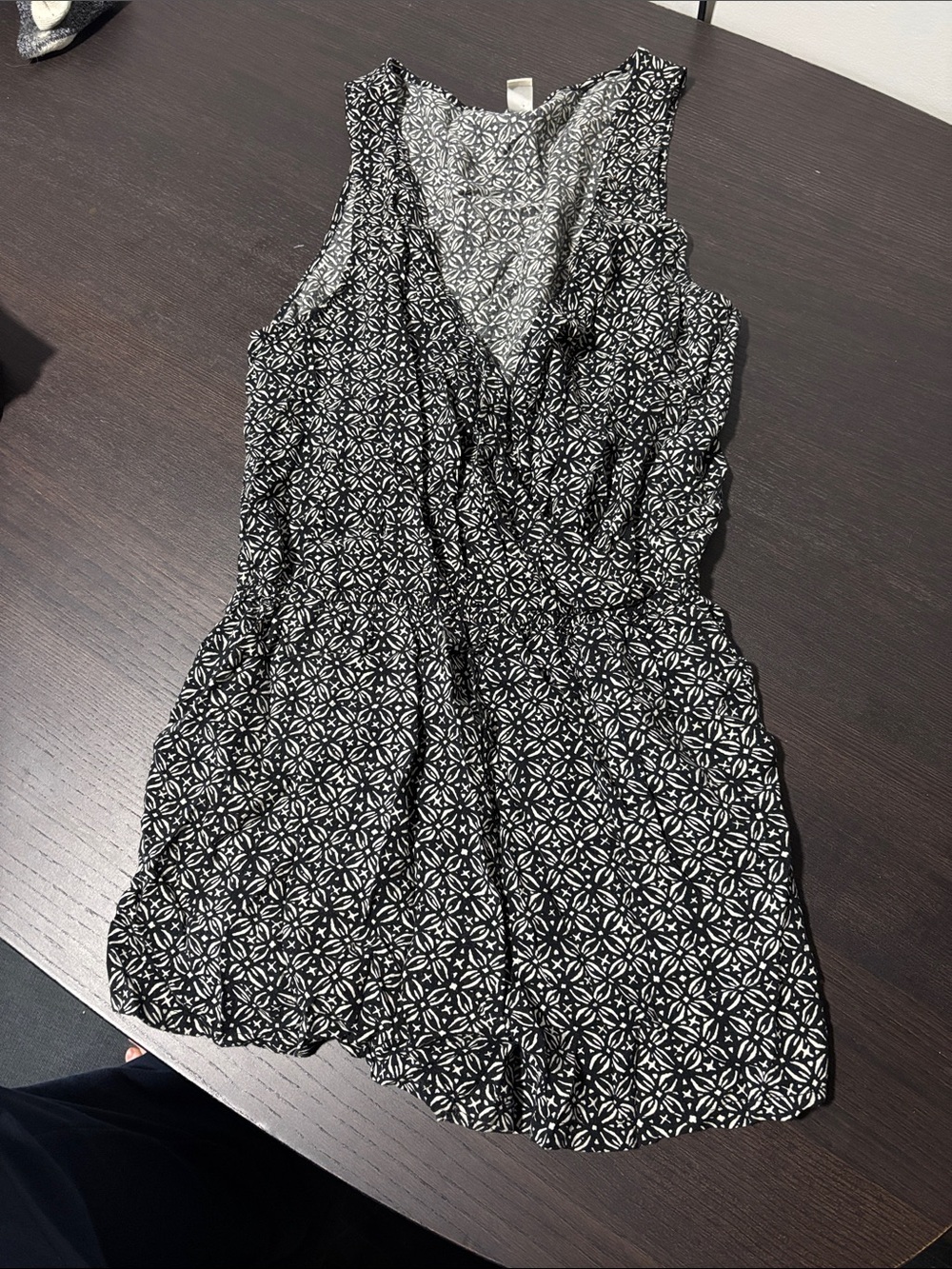 Black & White Patterned Sleeveless Romper